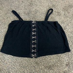 Black cropped tank with metal clips in front size small
